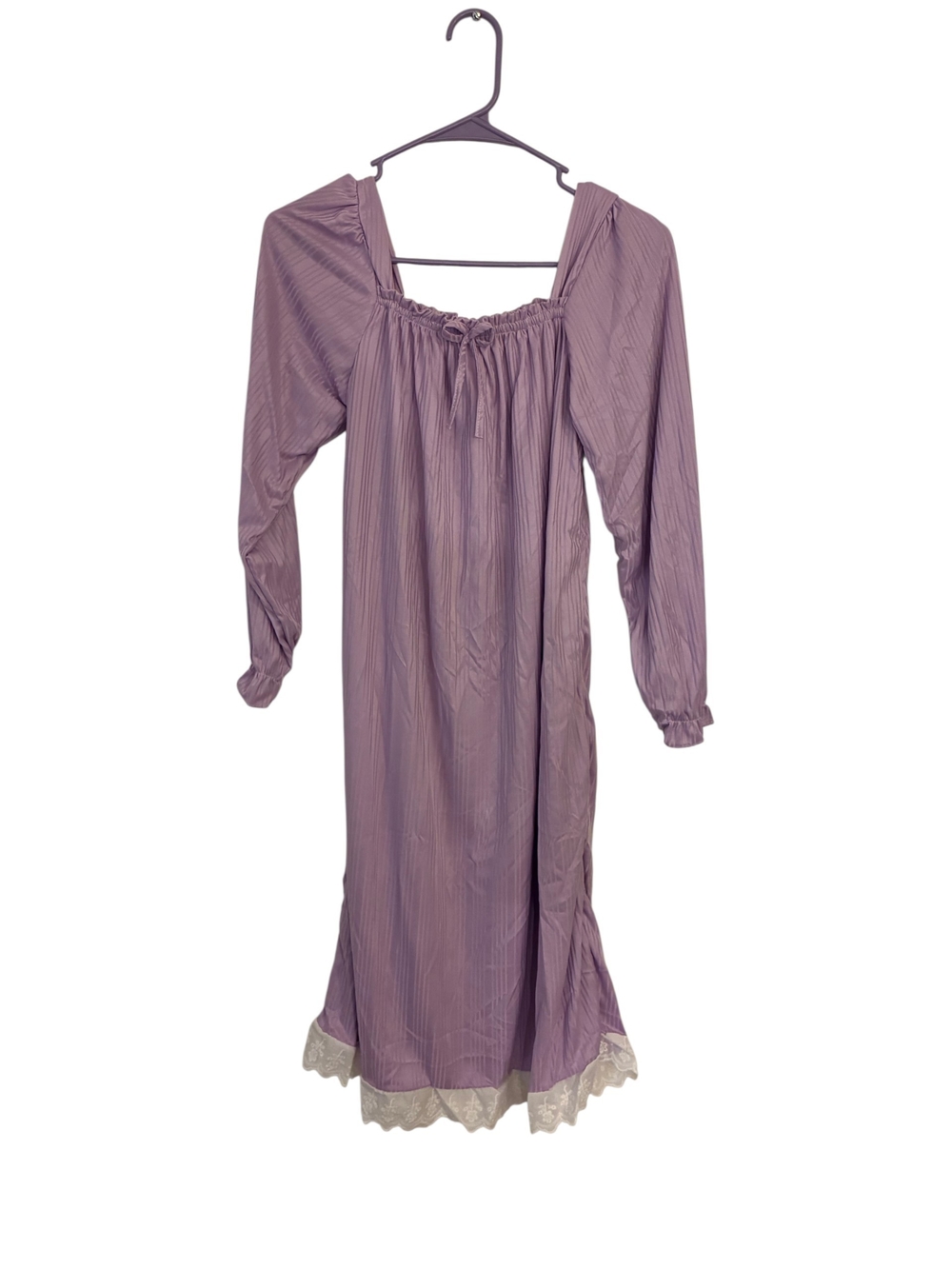 Women's Lavender Nightgown with Lace Trim